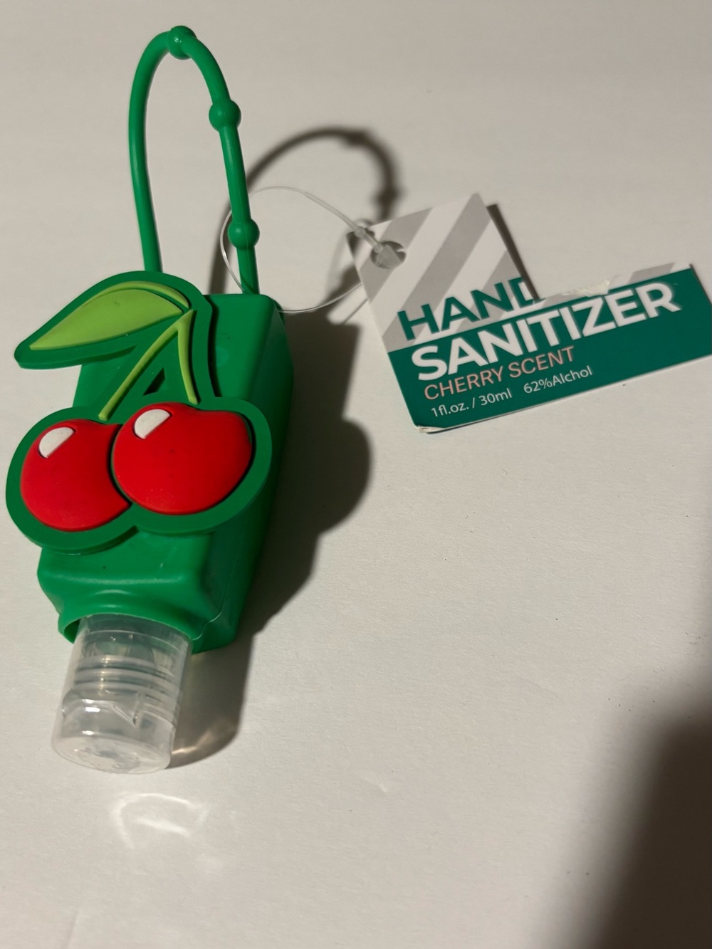 Green Cherry Silicone Hand Sanitizer Holder with 30ml Bottle